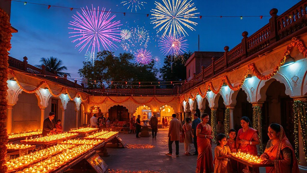 lamps rangoli sweets togetherness