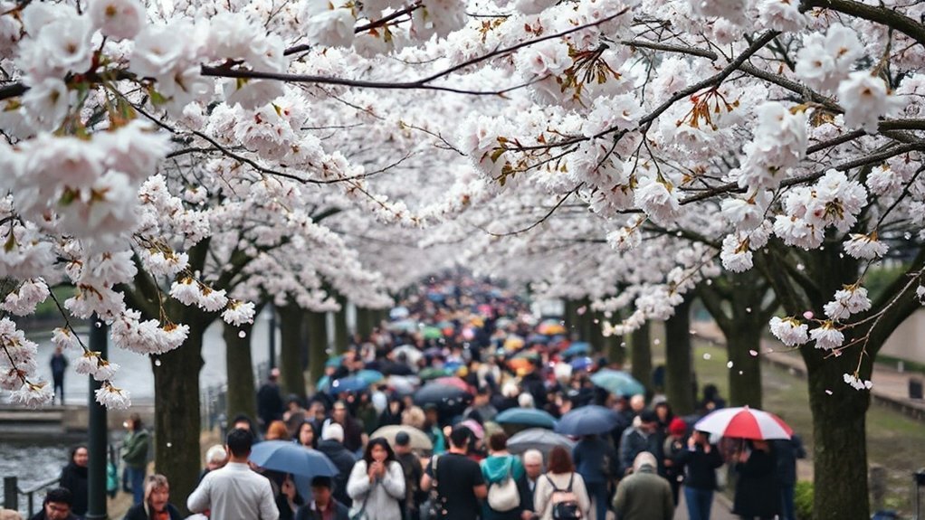 cherry blossoms massive crowds