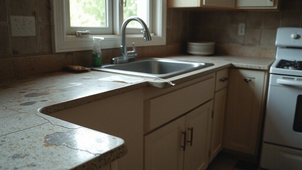 worn stained chipped countertops